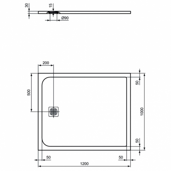 Душевой поддон (120х100) Ideal Standard ULTRAFLAT S K8232FV