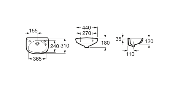 Раковина полувстраиваемая (44х31) Roca Ibis  320841001