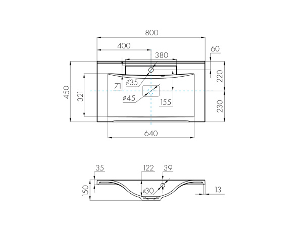 Раковина Aquaton Премьер М 80 белая 1A70493KPR010