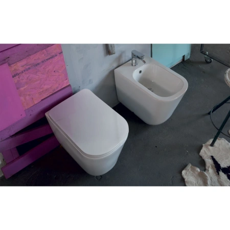 Унитаз напольный приставной безободковый Kerasan Tribeca 511801 без сиденья