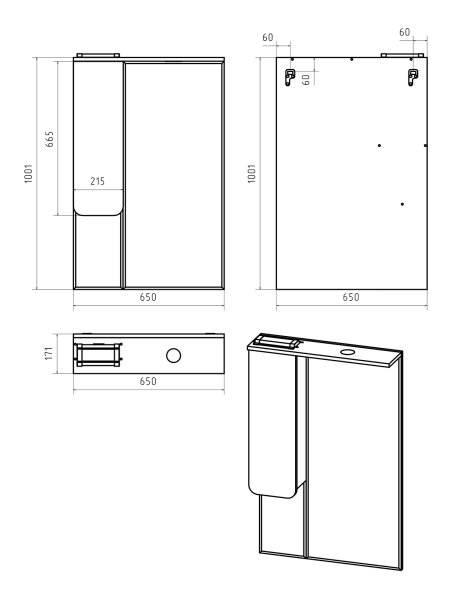 Зеркало-шкаф (65х100) Misty Чегет 65 левый П-Чег-02065-01Л