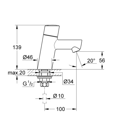 Вертикальный вентиль для раковины Grohe Concetto 32207 001 (32207001) хром