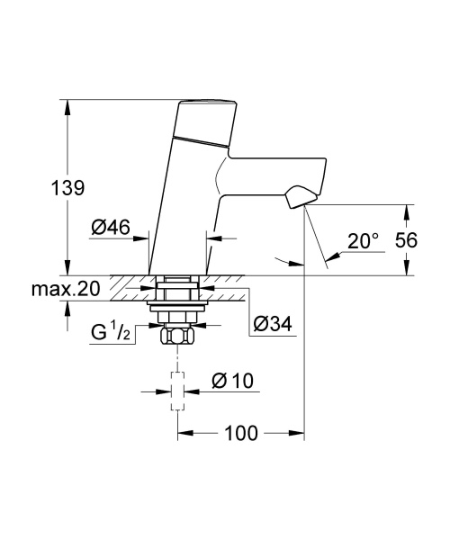 Вертикальный вентиль для раковины Grohe Concetto 32207 001 (32207001) хром