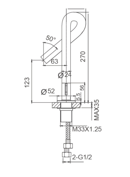 Смеситель для раковины WONZON & WOGHAND LOOP, черный матовый WW-111-00-508