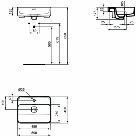 Раковина полувстраиваемая Ideal Standard Strada II 50 T299301