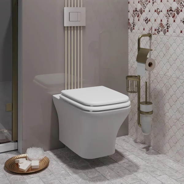 Унитаз подвесной безободковый Opadiris Кантара OS74711 белый, сиденье дюропласт