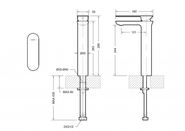 Смеситель для раковины высокий Bravat Gina F165104C-A-ENG