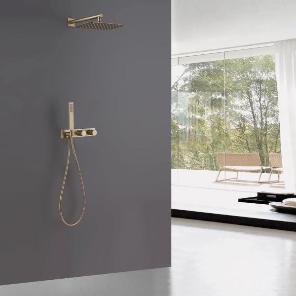 Душевой комплект ABBER Daheim AF8718G скрытого монтажа без излива, золотой