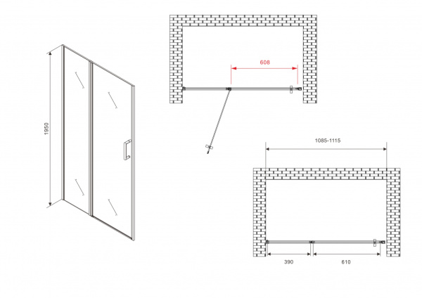 Душевая дверь (110х195) ABBER Sonnenstrand AG04110S хром, распашная