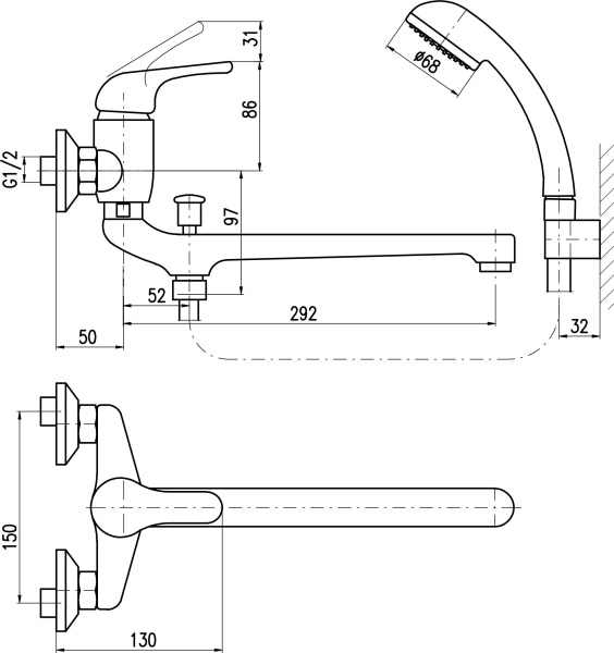 Смеситель для ванны Rav Slezak Sazava SA057.5/1