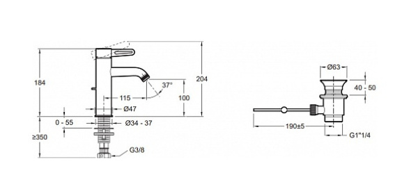 Смеситель для раковины Jacob Delafon Nouvelle Vague E78335-CAT