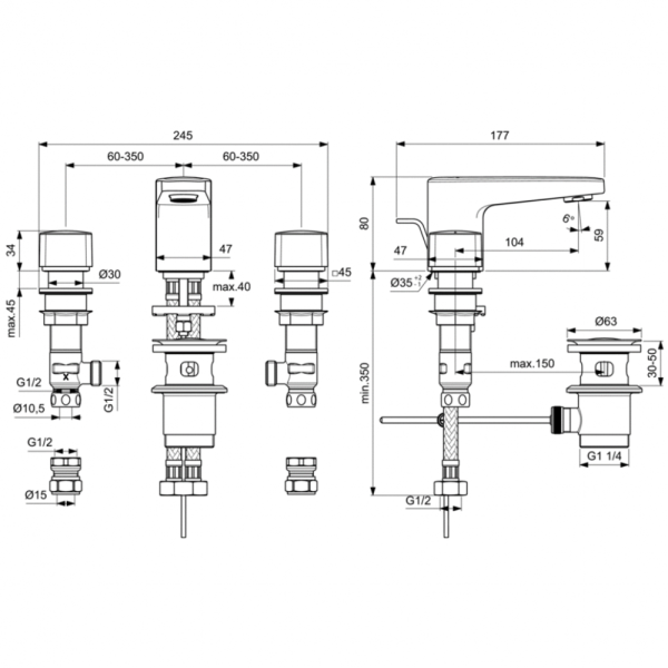 Смеситель для раковины Ideal Standard CERAPLAN BD243AA