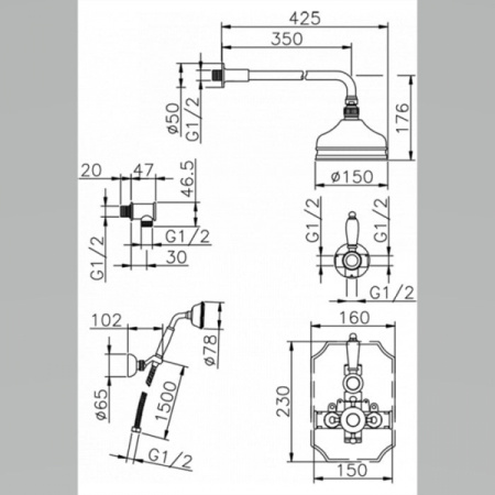 Душевая система Huber Victorian 913.VT02H.BA