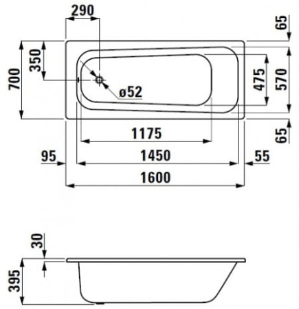 Ванна стальная Laufen Pro 2.2395.0.600.040.1