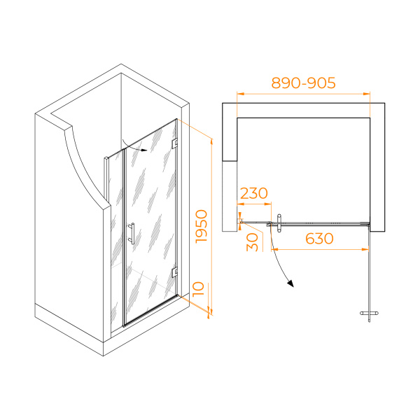 Душевая дверь 90 см RGW Hotel HO-012-B 350601209-14 прозрачное