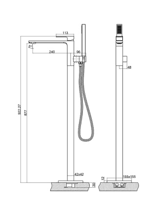 Смеситель для ванны BelBagno Luce LUC-FMT-ORO