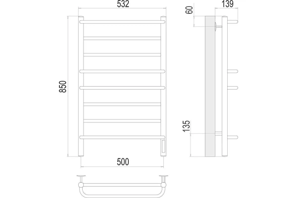 Полотенцесушитель электрический Terminus Евромикс (500х850) П8 4670078531292