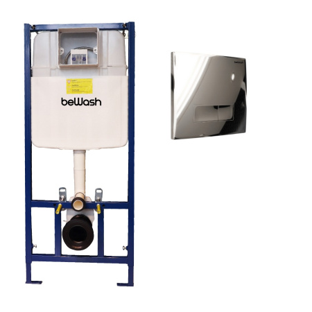 Комплект Инсталляция beWash для подвесного унитаза BW74 с кнопкой смыва Neox P04SC, хром глянец  K500RZVP0400PK000000