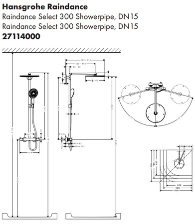 Душевая система с термостатом Hansgrohe Raindance Select S 300 1jet Showerpipe 27114000 хром
