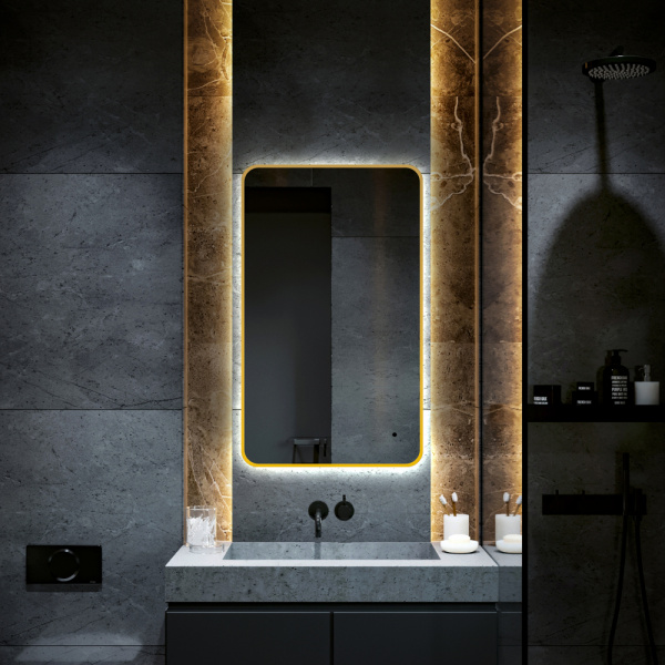 Зеркало ABBER See AG6112SCG с подсветкой, бесконтактный выключатель, диммер, золото