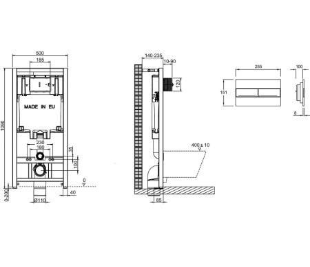 Унитаз c инсталляцией Jacob Delafon Rodin+ E21749RU-00