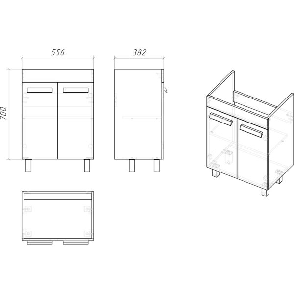 Тумба напольная Grossman НЕО-60 см 106027 белая, с дверками