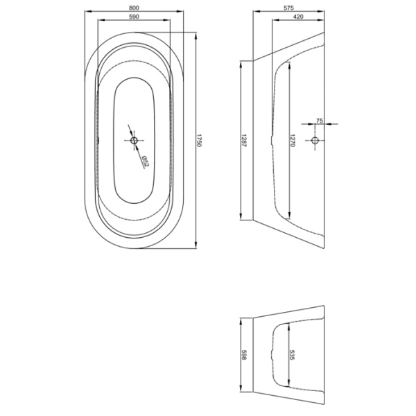 Стальная ванна (175х80)  Bette STARLET OVAL SILHOUETTE 2680-CFXXK