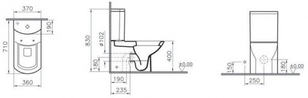 Унитаз-компакт с крышкой приставной Vitra Nuova 9795B003-7203