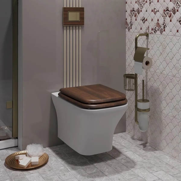 Унитаз подвесной безободковый Opadiris Кантара OS74712N сиденье светлый орех