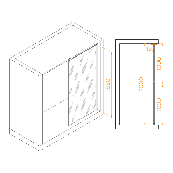 Душевая перегородка 100 см RGW WA-034 Walk In 351003410-21 матовое