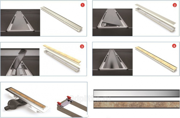 Душевой лоток Berges Wasserhaus B1 Keramik 500 (в стену) 091116 хром глянец