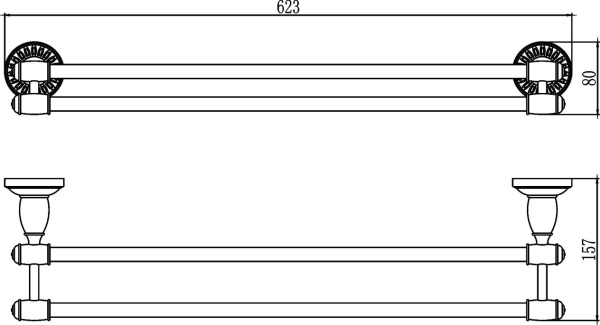Держатель для полотенец Savol прямой 2-ой 60 см S-606648H