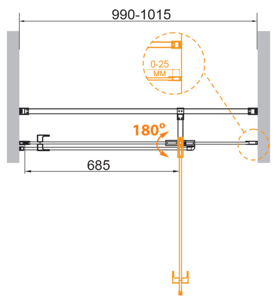 Душевая дверь (100х195) CEZARES VALVOLA VALVOLA-B-1-100-C-Cr