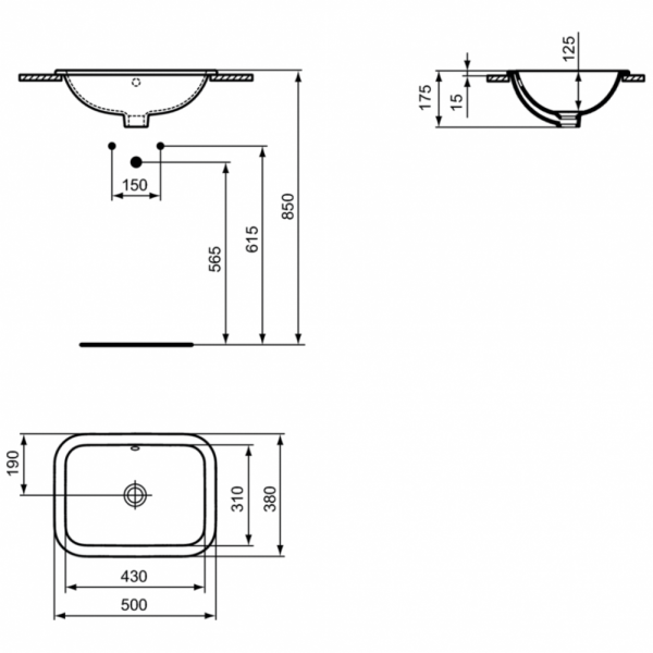 Раковина встраиваемая сверху (50х38) Ideal Standard CONNECT E505701