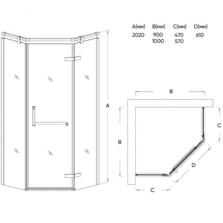 Душевой уголок Veconi Rovigo RV37-100T-01-19C1