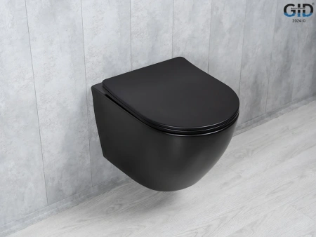 Подвесной унитаз безободковый Gid Tr2122TF-Bm черный матовый