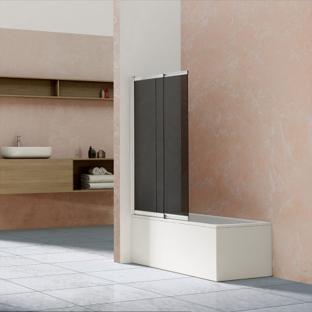 Душевая шторка на ванну VSB-1E100CG  (100х145) хром, стекло тонированное