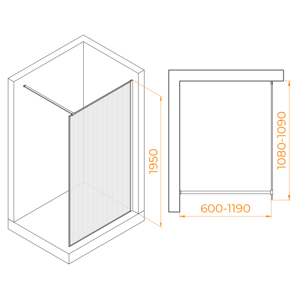 Душевая перегородка 110 см RGW WA-08B Walk In 06100811-154 прозрачное