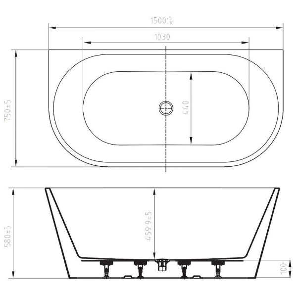 Акриловая ванна (150х75) Art&Max Modica AM-MODICA-1500-750 белый