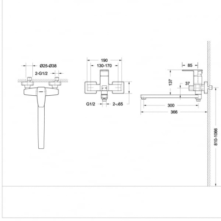 Смеситель для ванны c длинным изливом Bravat Riffle F672106C-L