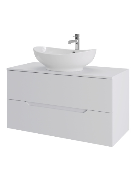 Тумба с раковиной подвесная 100 см, Orange Line Li-100TuwMDF+B08-585W белый