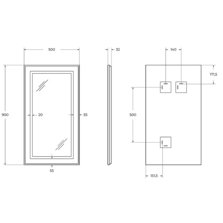 Зеркало (50х90) BelBagno Kraft SPC-KRAFT-500-900-SENS-NERO с подсветкой