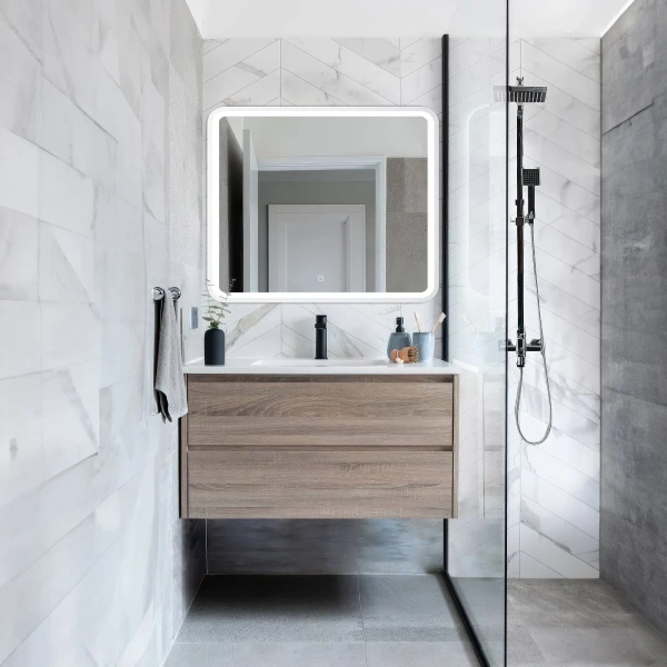 Зеркало с подсветкой Art&Max GENOVA AM-Gen-1000-800-DS-F-White сенсорным выключателем