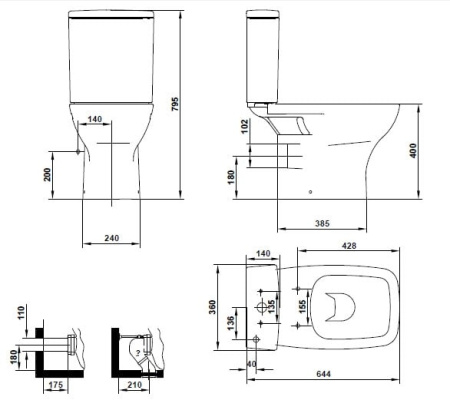 Чаша унитаза GALA Street Square 05120 (70583)