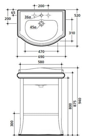 Консоль под раковину Kerasan Retro 735040 noce (орех)