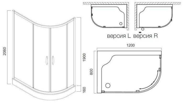 Душевой уголок AM.PM Bliss L W53E-302R120MT