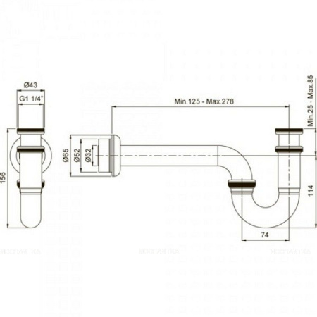 Сифон S-типа для мойки (металлический) Vitra Syphon A45117, хром 
