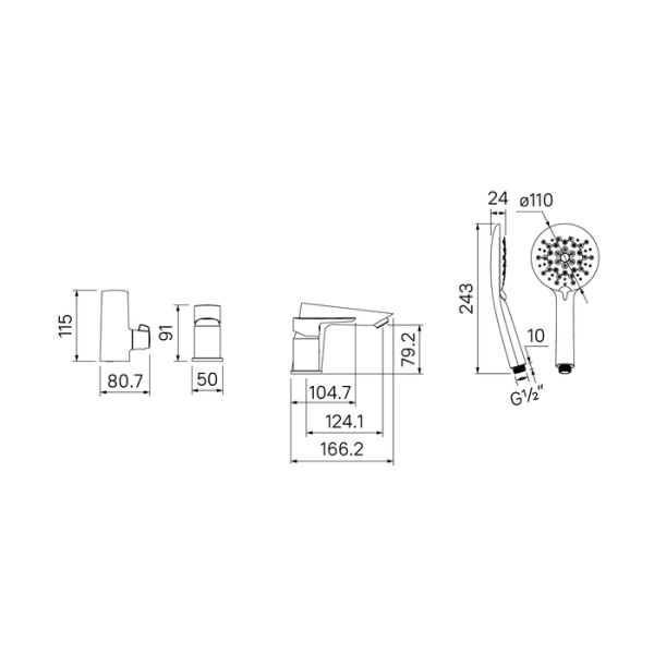 Смеситель на борт ванны IDDIS Cloud на 3 отверстия с керамическим дивертором (CLOWG30i07)