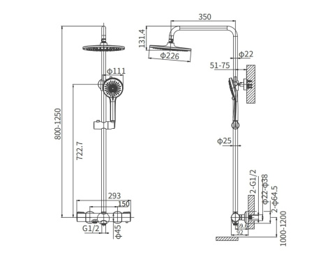 Душевая система с изливом Arrow AG3318CP хром