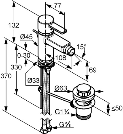 Смеситель для биде Kludi Zenta 385300575